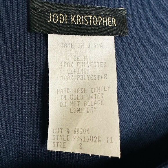 Vintage Jodi Kristopher Navy Laced flare sleeved dress size small - Picture 5 of 7